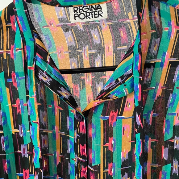 Vintage Regina Porter Blouse – Bold Abstract Print – 80s Style – Size M - Picture 3 of 5